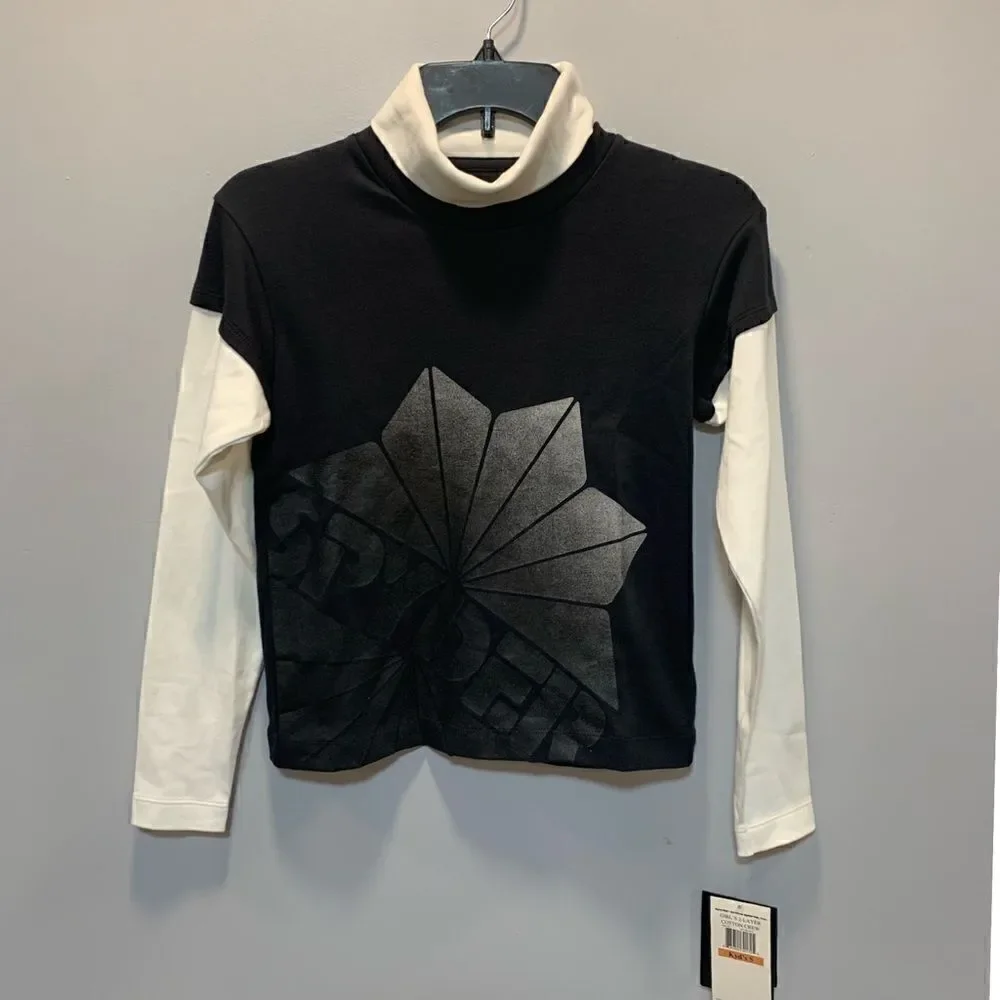 NWT Spyder girls 2-layer cotton crew neck long sleeve tee size s